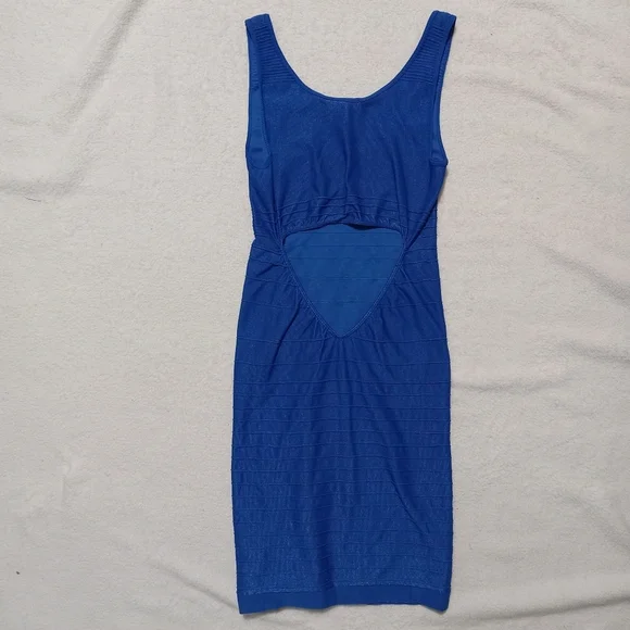 4 for $10 Bebe Royal Blue Sleeveless Stretchy Cutout Bodycon Bandage Dress M/L - Picture 3 of 10